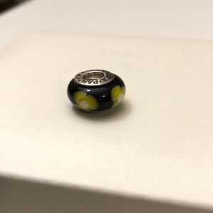 Pandora Black & Yellow Floral Murano Glass Charm